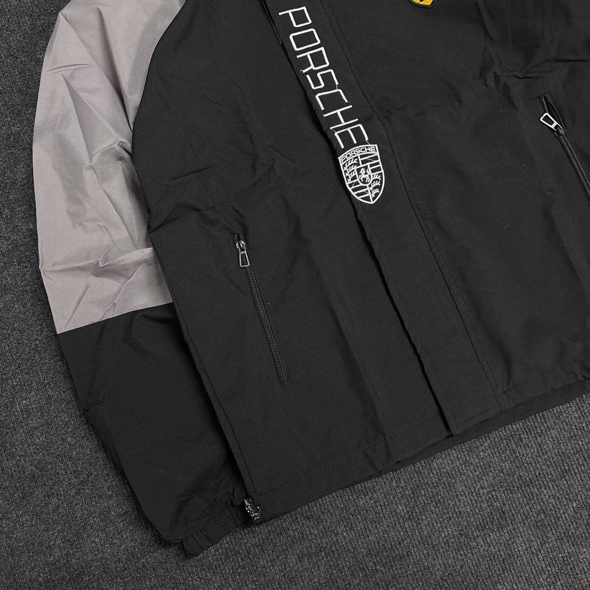 PORSCHE BLACK GREY HOODED JACKET