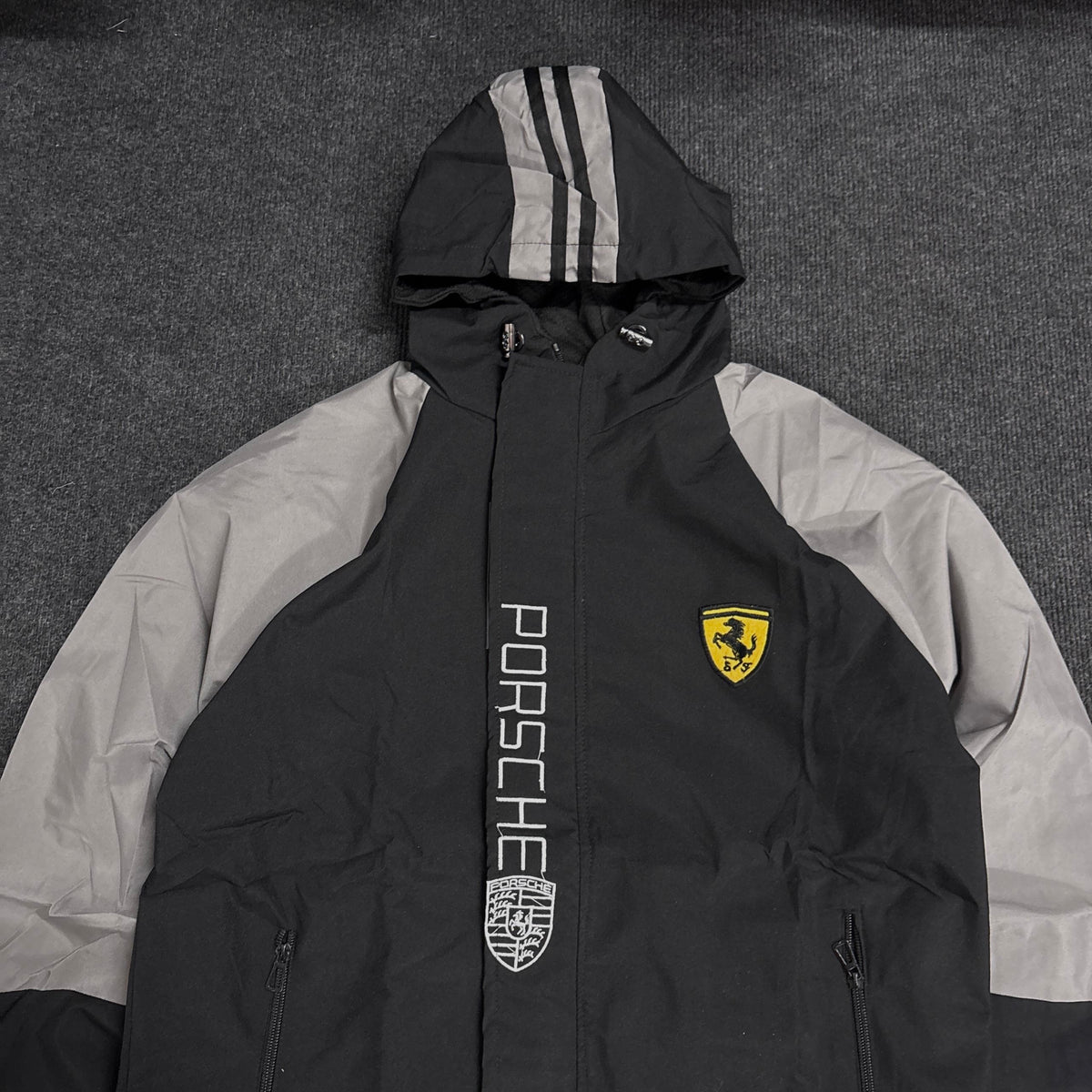 PORSCHE BLACK GREY HOODED JACKET