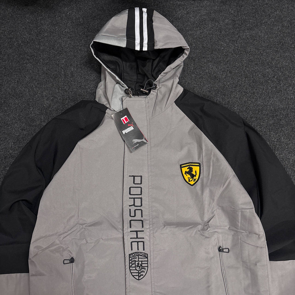 PORSCHE GREY HOODED JACKET