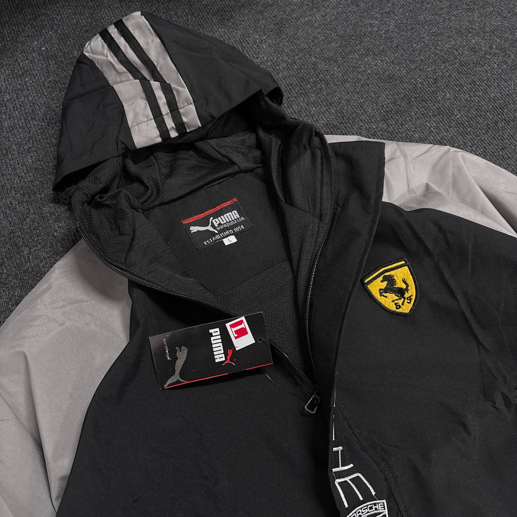 PORSCHE BLACK GREY HOODED JACKET