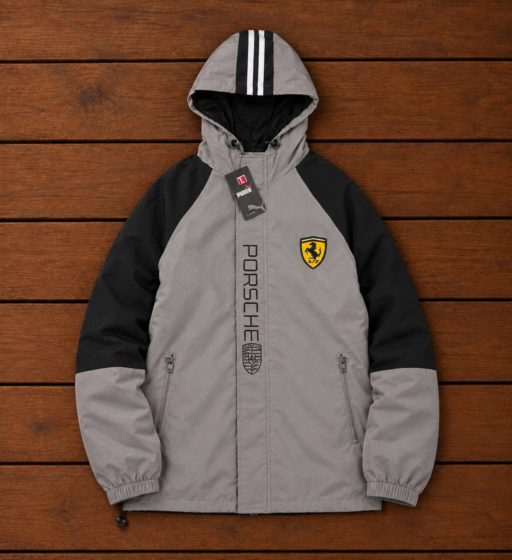PORSCHE GREY HOODED JACKET