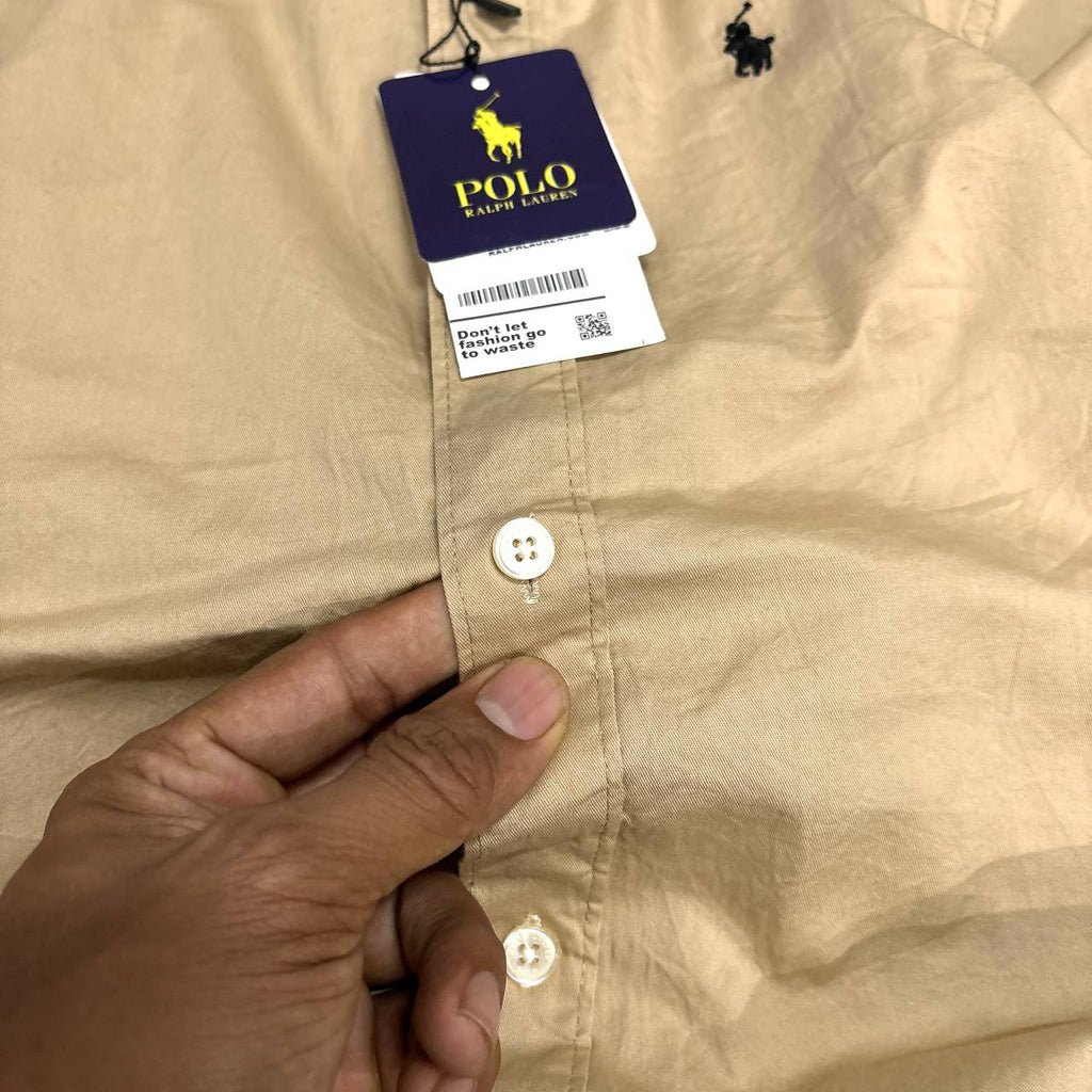 BEIGE PLAIN OXFORD SHIRT