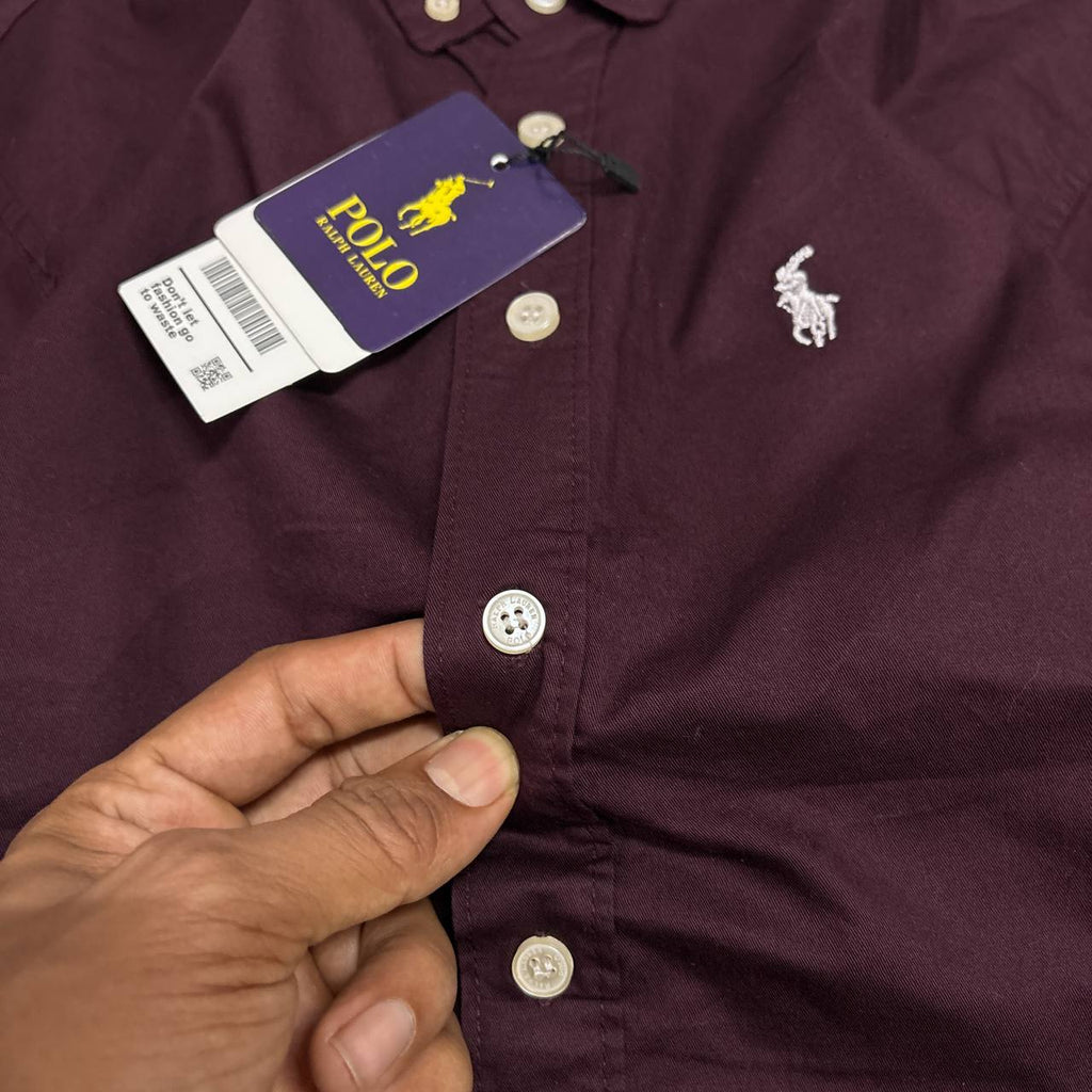 MAROON PLAIN OXFORD SHIRT